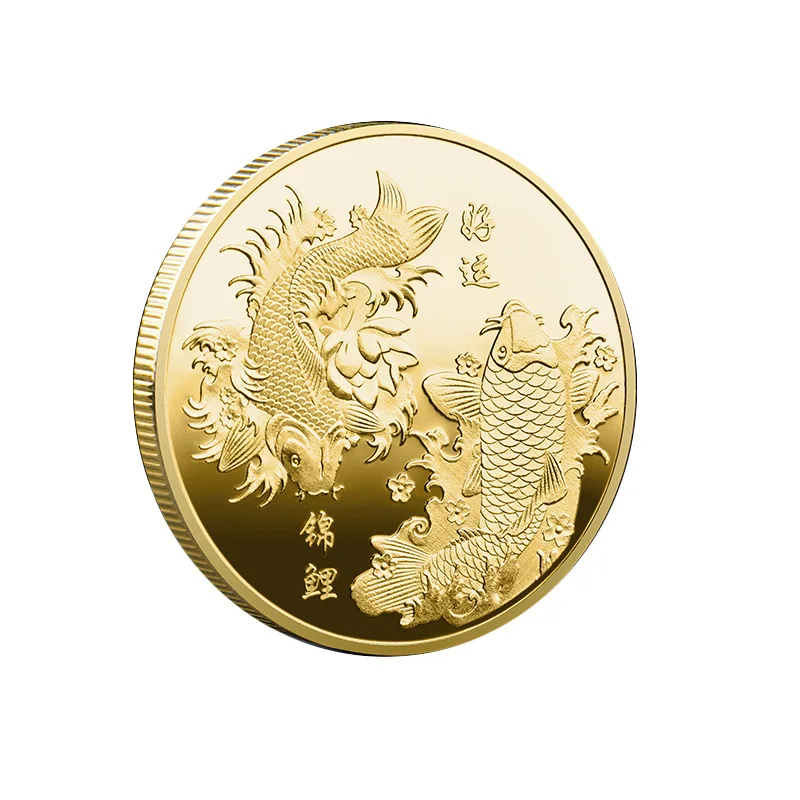 Free Design Gold Silver Enamel Challenge Coin Die Stamped Zinc Alloy 2D 3D Metal koi Custom challenge Coins Collections