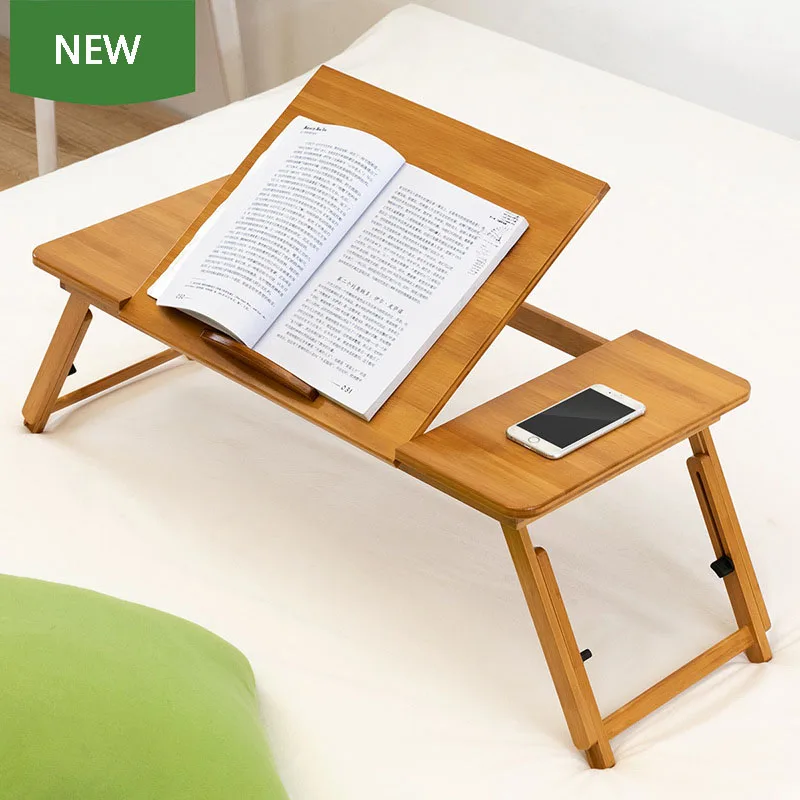 Folding Adjustable Writing Computer Laptop Breakfast Tray Desk Bamboo Bed Desk Table