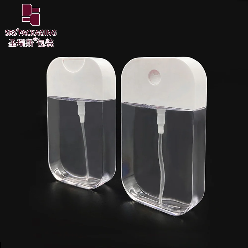 Wholesale Pocket Size Transparent PETG Plastic Perfume Packaging Square Phone Mist Spray Bottle 50ml