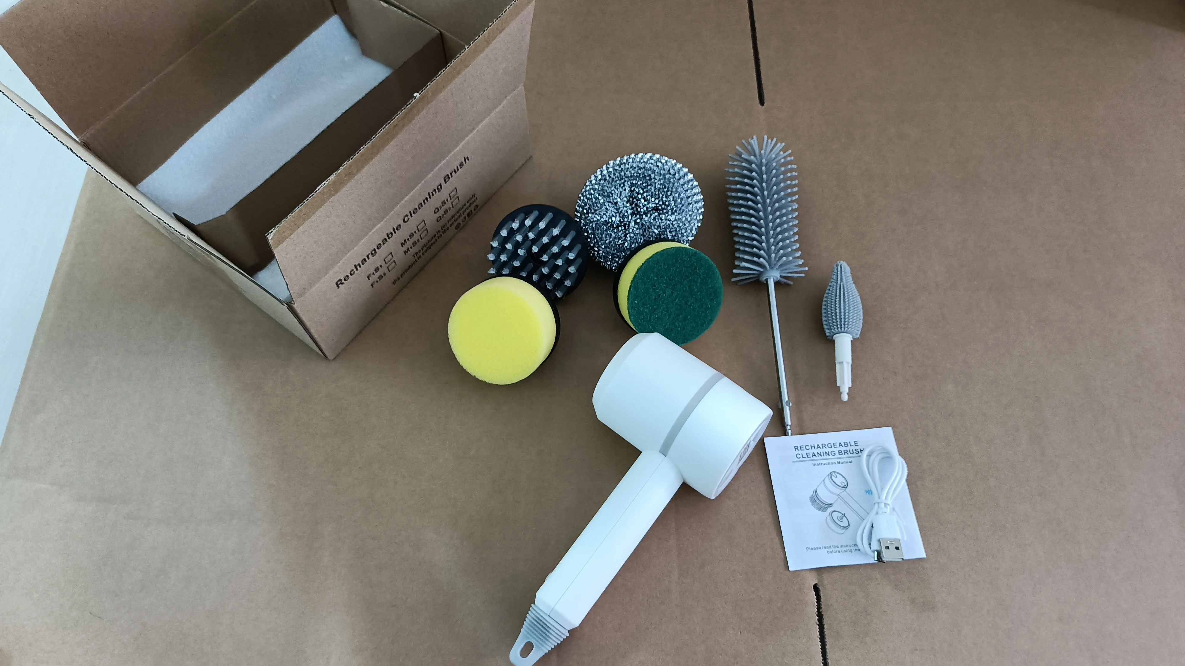 Dropshipping 6 brush handheld multifunctional rotate cordless electric kitchen cleaner dish scrubber cleaning brush Kitchen