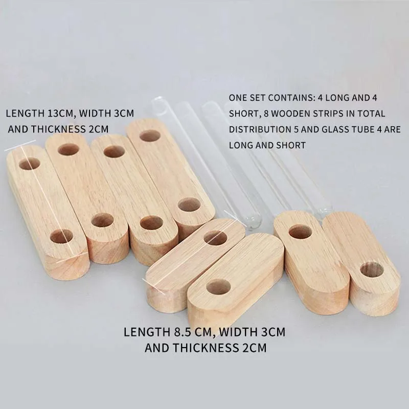 Nordic Home Decor Transparent Flowers Test Tube Vase With Wooden Stand