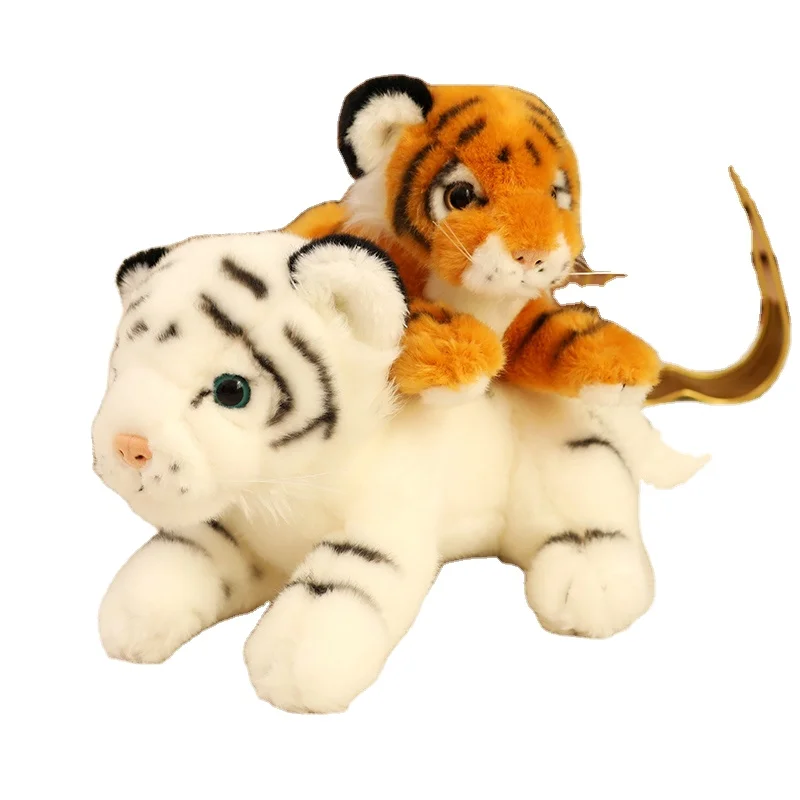 High Quality Stuffed White Tiger Plush Toy Realistic Scaring Wild Animal Dog for Children for Unisex Promotional Gifts