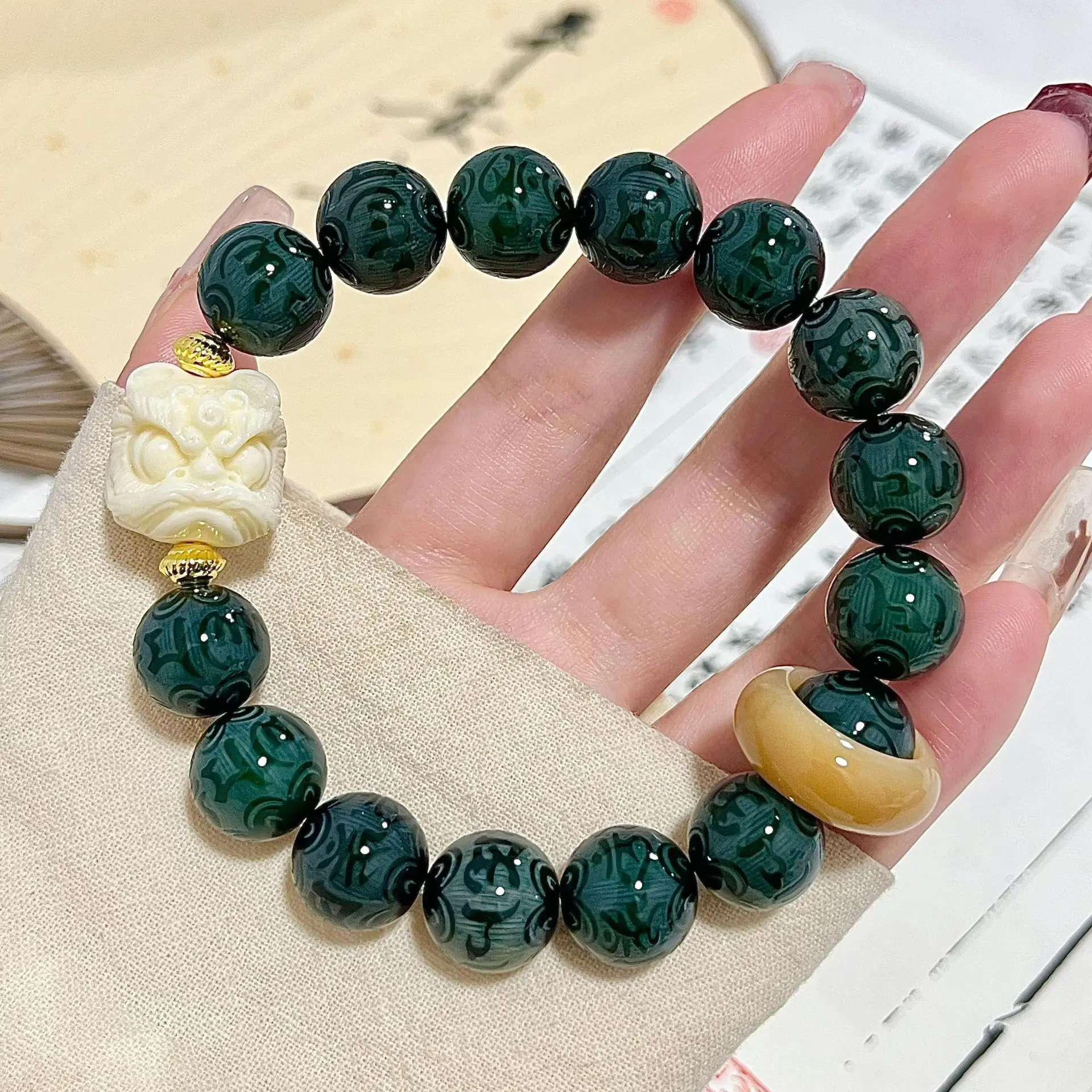 Handmade 18K Gold Plated Buddha Bangle Bracelets Good Luck Bodhi Seed Mantra for Women and Men Christian Wedding Jewelry