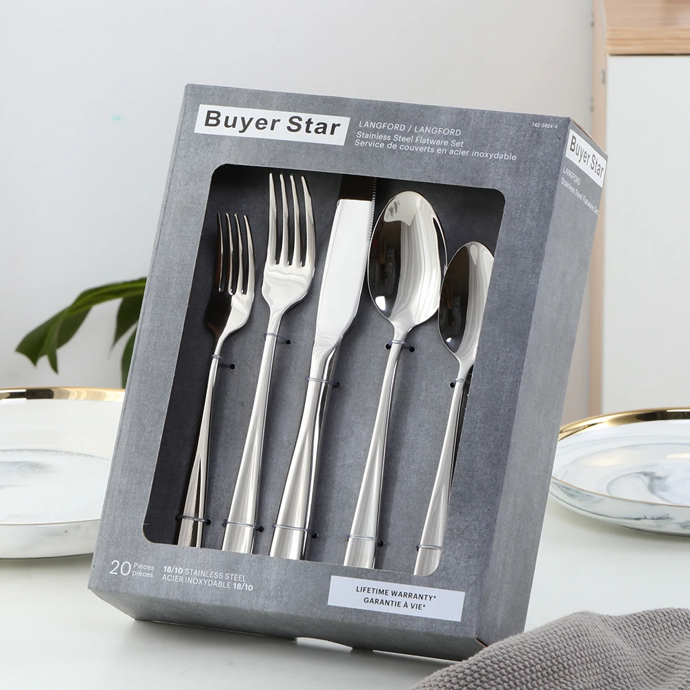 Jieyang Factory Direct Custom OEM ODM Stainless Steel Cutlery Set Metal Spoon Fork And Knife Classic Flatware Set Silverware Set