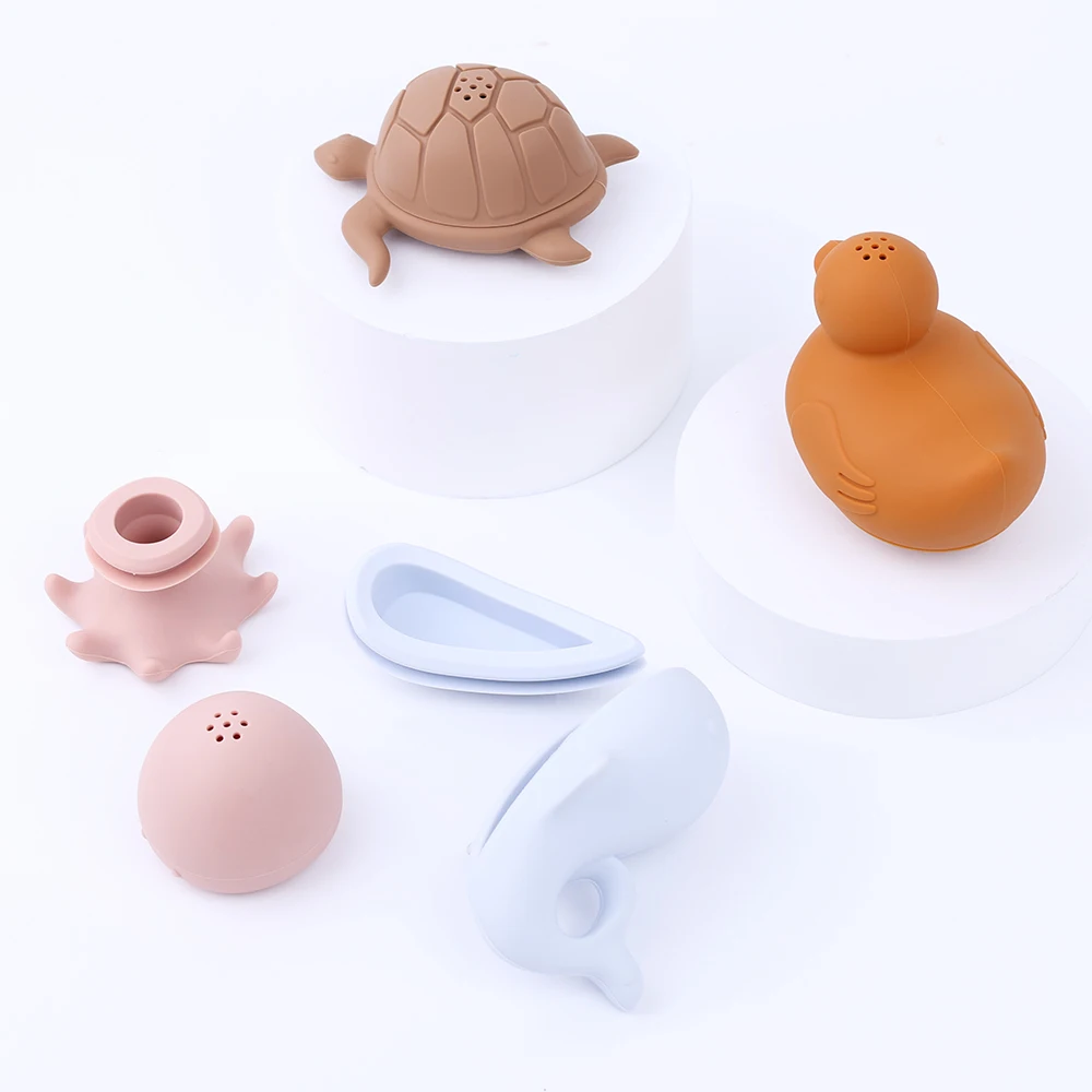 Bpa Free Silicon Soft Toys Toddler Kids Water Spray Bathing Toy Shower Silicone Baby Animal Bath Toys Set For Children Toddlers