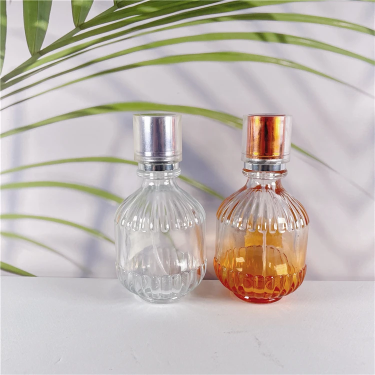 60ml Round clear orange color women glass fragrance perfume bottles