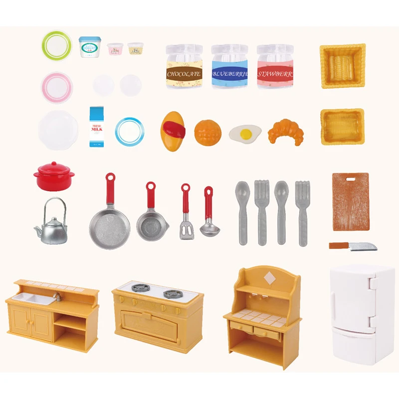 Forest Family Furniture Set Play House Role Play Toys Kids Pretend Toys Mini Living Room Doll House