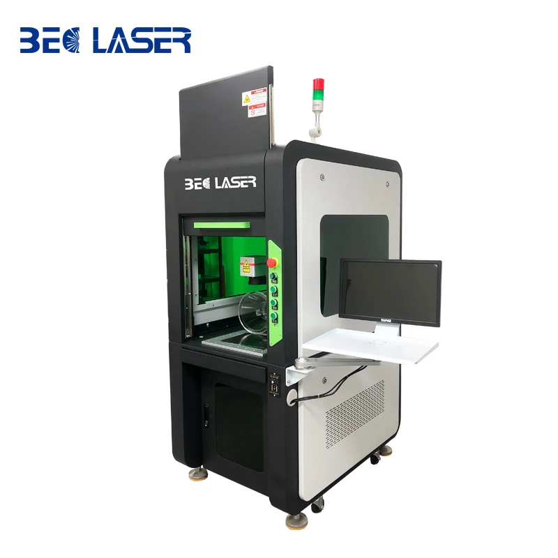 High quality fully enclosed fiber laser marking with safety cover and sensor door, equipped with a motorized Z-axis