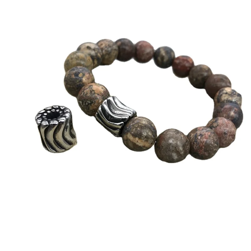 Изготовление под заказ Оптовая Подвески Fit для мужчин браслет старинное серебро 4 мм из нержавеющей стали с двумя отверстиями DIY, иных металлических бусины для изготовления ювелирных изделий