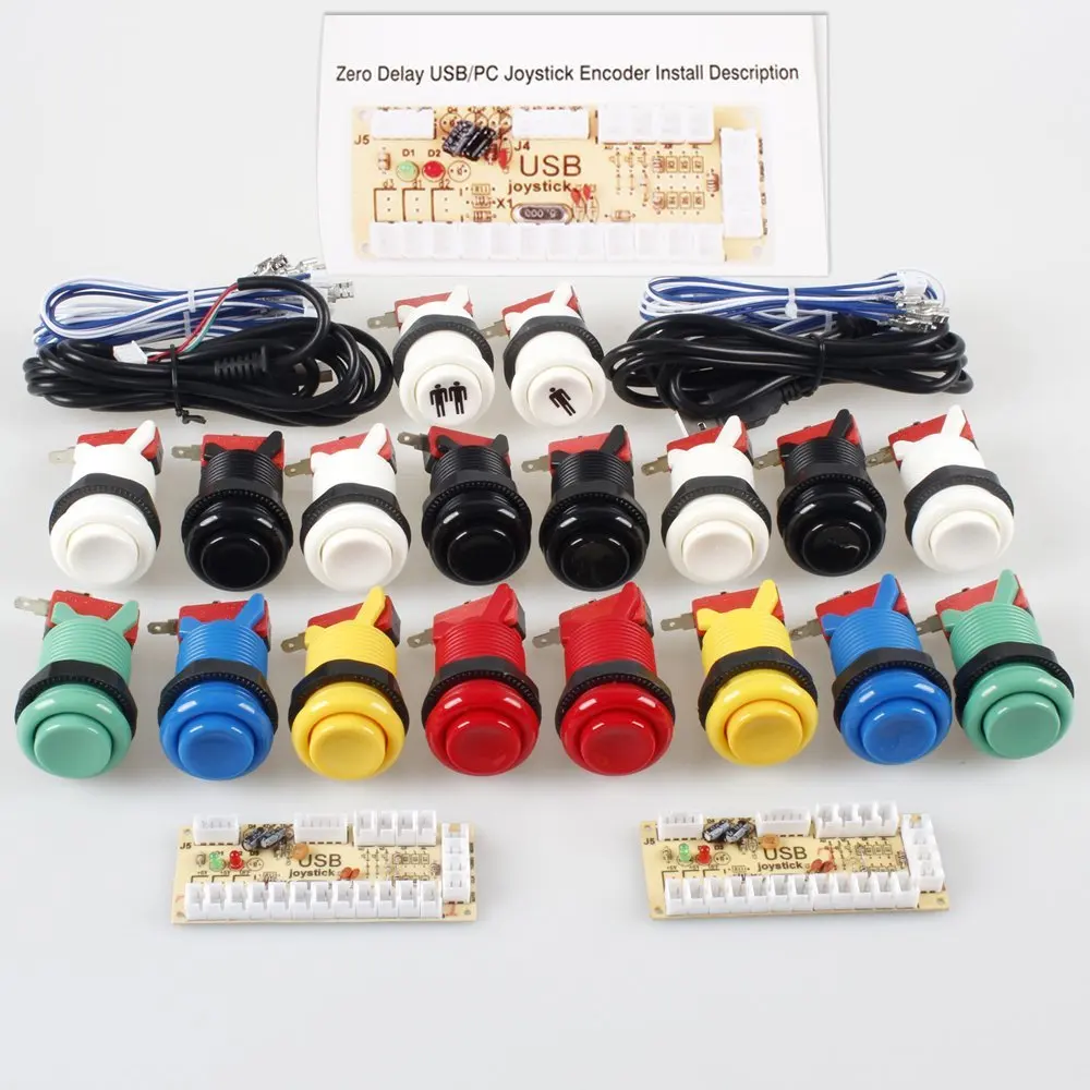 DIY Arcade Game Button and Joystick Controller Kit USB Control Board Arcade Kit,Double players Joystick and Push Buttons