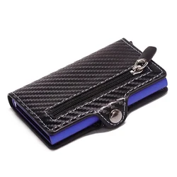 High quality Card Holder for Men Carbon Fiber Slim Aluminum Wallet RFID blocking wallet coin purse pop up wallet