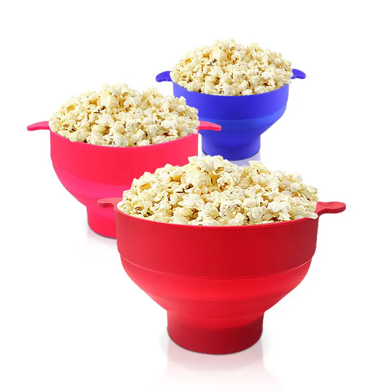 Silicone Foldable Bpa Free Microwave Collapsible Air Bucket With Lid Silicone Popcorn Microwave Popcorn Bowl Microwave
