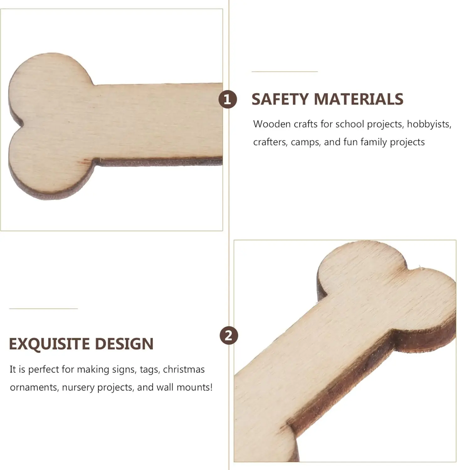 Tabletop Decoration 50 Pieces Wooden Dog Bones Hollow Out Unfinished Wooden Dog Bones Slices Blank Bone Wooden Decoration