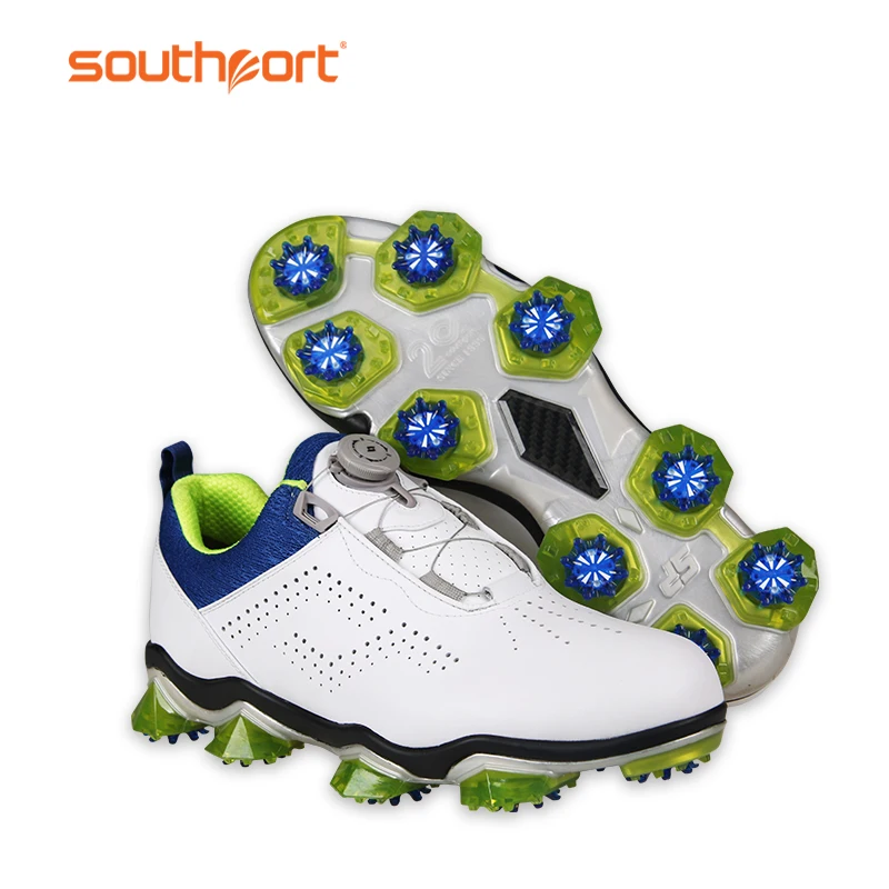 
Southport Leather Golf Shoes for Men Waterproof Knob Spike Golf Shoes Non-slip 