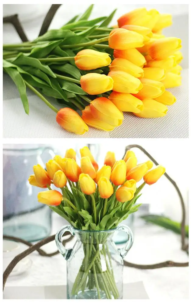 cheap Factory wholesale mini PU silk flowers wedding home faux flowers artificial flowers tulip