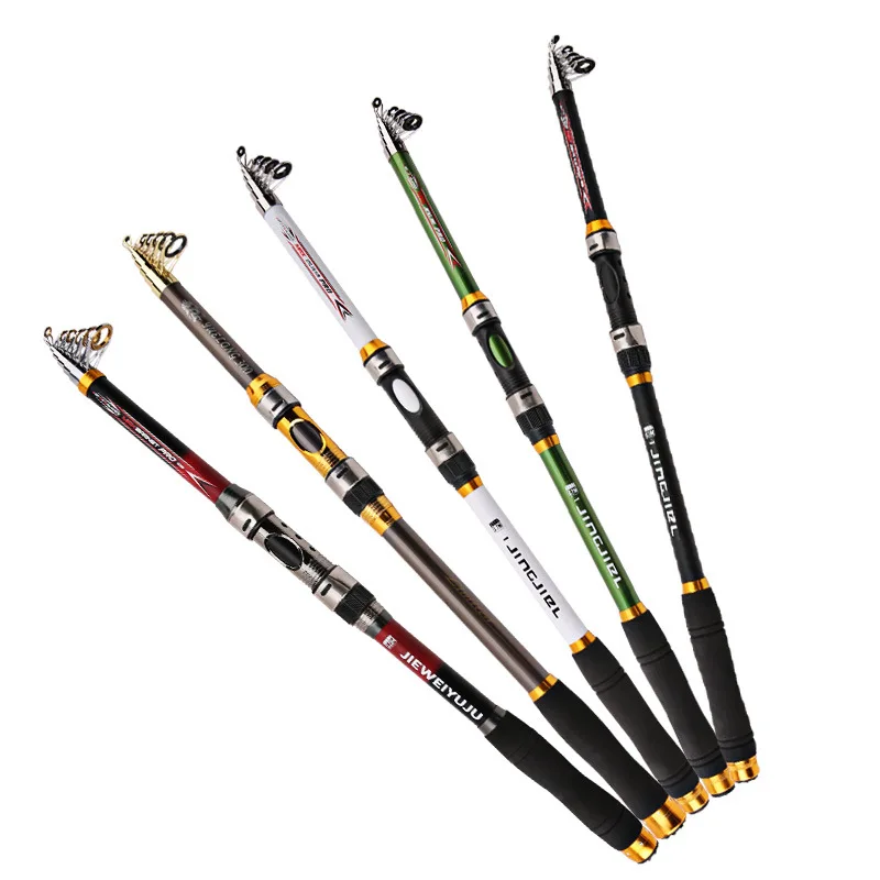 Super Hard Telescopic Fishing Rod 99% Carbon Fiber 2.1-3.6M Carbon Spinning Pole Sea Fishing Stick Metal Ring