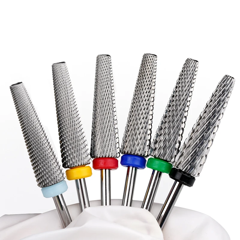 Super Long  5 in 1 Cross Cut Bit Factory Price Hot sale Gold Tungsten Carbide Nail Drill Bit Nail Polishing