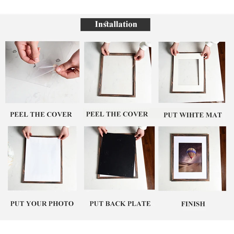A4 Size Black Freestanding Wall Mountable Photo Frame Print Modern Style Picture Certificate Frame for Home Use Wall Hanging Art