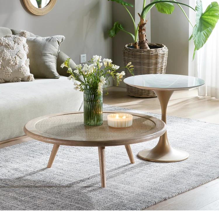 Изготовленный на заказ мебель для дома Декор деревянная мебель из ротанга круглый журнальный столик для гостиной