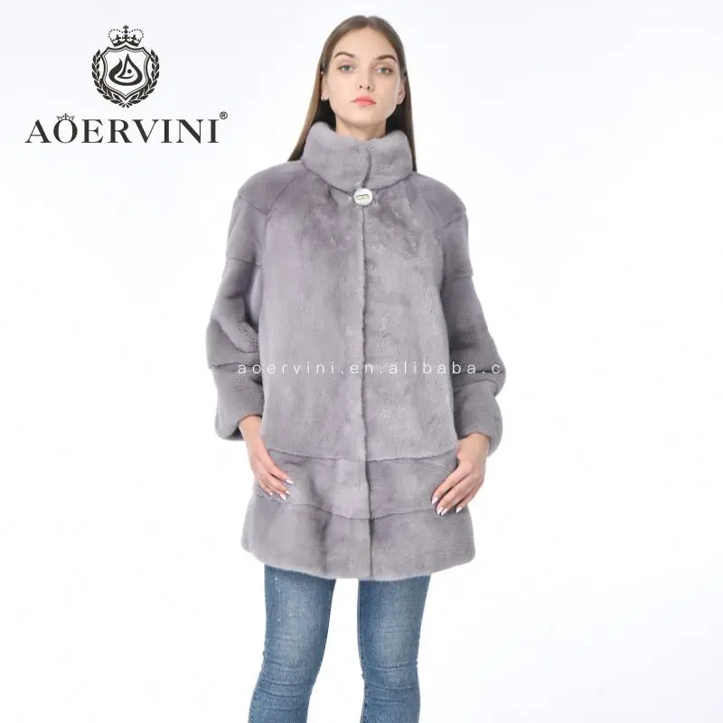 stylish Wholesale Trim Pure Luxury Premium Natural Trendy Real Mink womens winter einter coats with fur