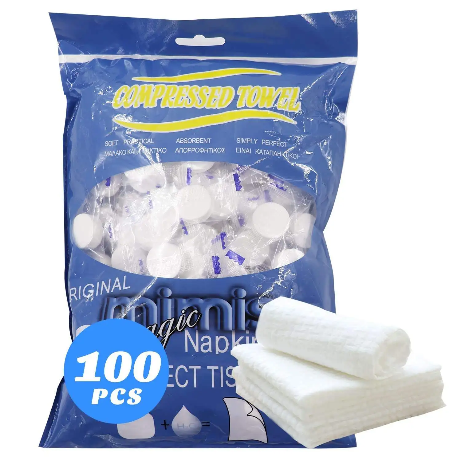 100PCS Mini Compressed Towel Disposable Face Compressed Towel Compressed Hand Wipe Camping towel Portable Compressed Coin Tissue