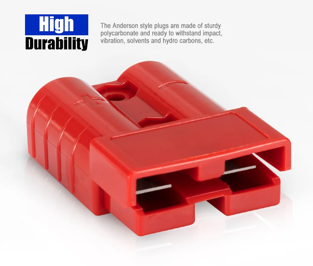 Red Waterproof 12V 24V 6AWG 50A Anderson Style Plug Connectors