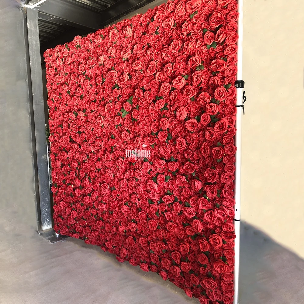 Decorative Flowers Wreaths and Plants Red Roses Artificial Flowers Panel Home Decoration Wedding Flower Wall Backdrop