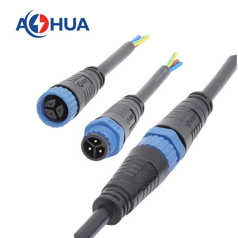 AOHUA формованный Удлинительный кабель тип припоя M15 ip68 водонепроницаемый 2-контактный мужской женский светодиодный коннектор для