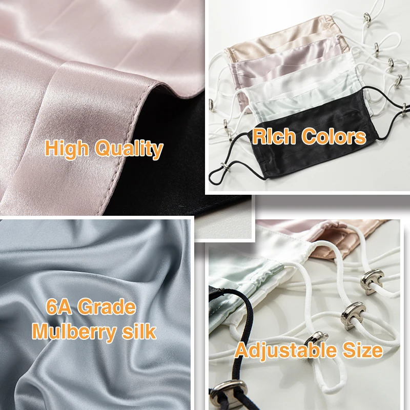 Cheap Silver Ion Sleep Ski Sheet Satin Pleat Nose Real Silk Face Mask For Woman