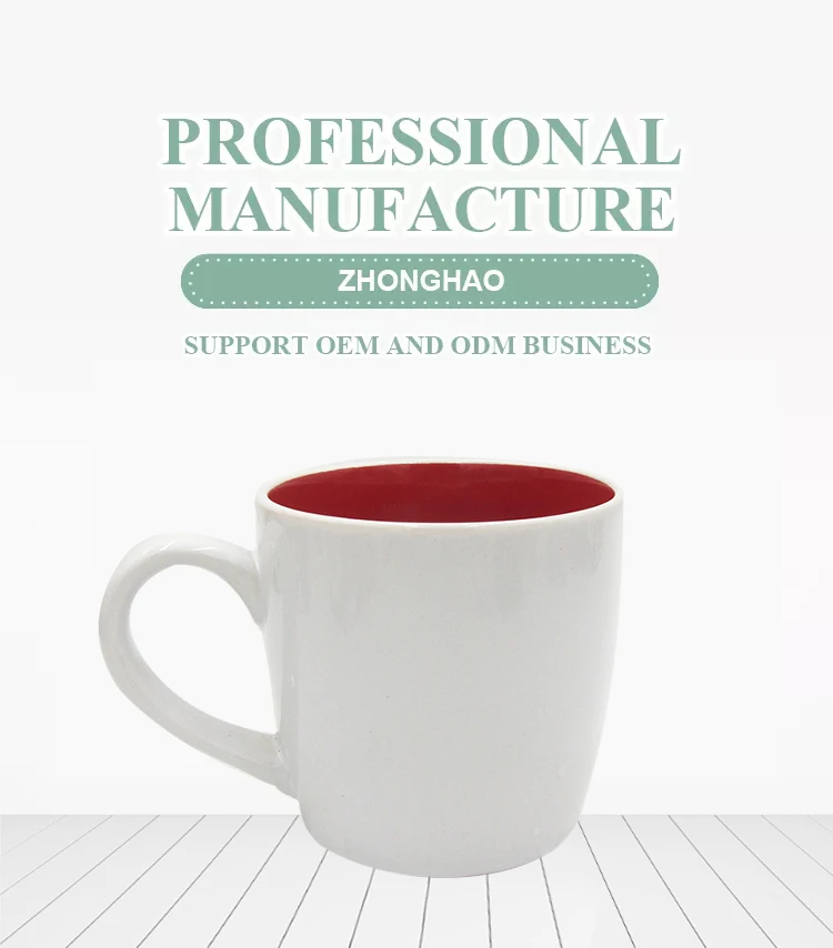 Ceramic Breakfast Milk Tea Cup Tea Cups and Mugs Inside Large Jumbo Round Shaped Ceramic Camping CLASSIC Good HANDGRIP White Red