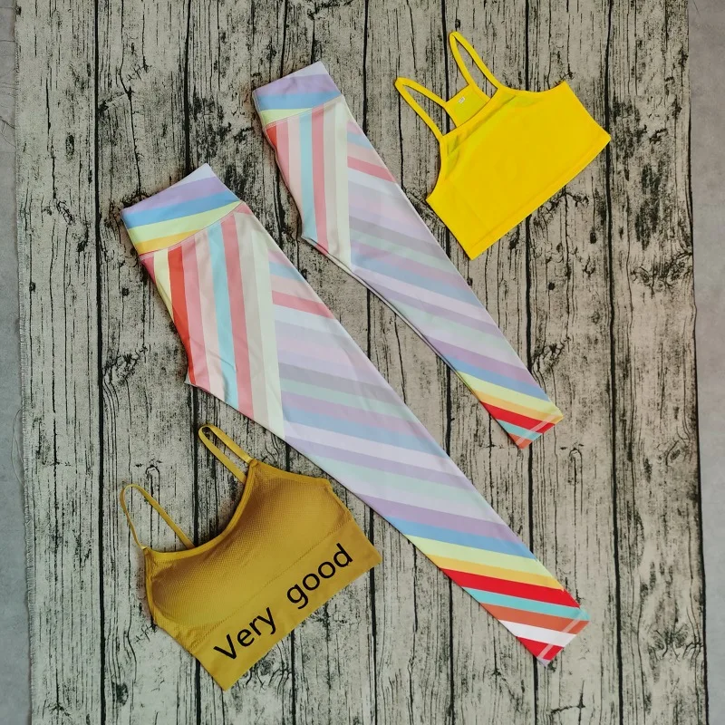 Детская одежда для йоги спортивный костюм девочек фитнеса и бега Желтый бюстгальтер жилет брюки с