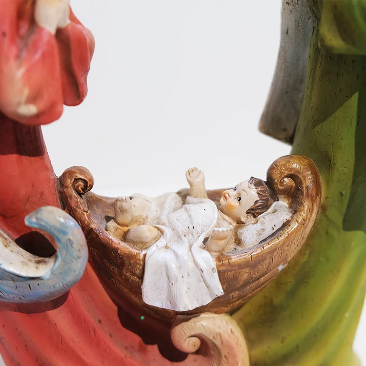 Nativity Holy Family Statue Resin Christmas Sculpture Decoration with Bethlehem Star Figurine Religious Gift
