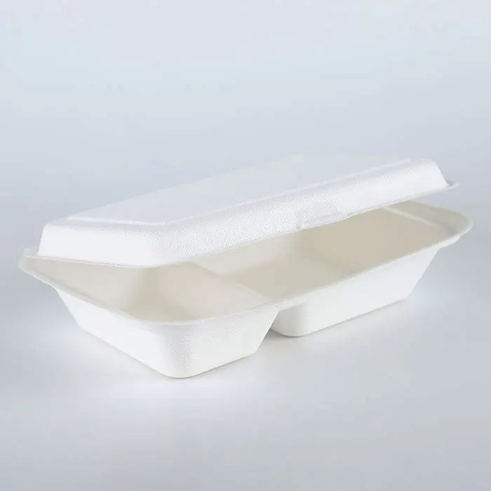 Biodegradable Disposable Sugarcane Bagasse Takeaway Food Container Packaging Clamshell Lunch Box Paperboard Accept B002 Hbmg