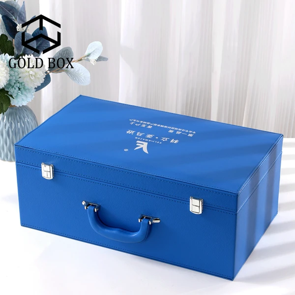 Customized Aluminum Alloy Material Briefcase with Door Window Sample Display Box Glass Color Card Head Skirting Line