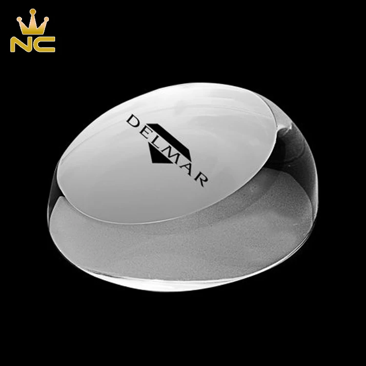 
Custom Optical Clear Dome Slanted Crystal Paper Weight With Logo Print 