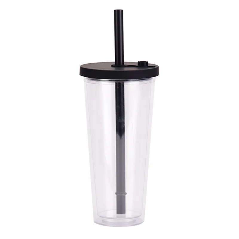 USA warehouse 24oz 700ml Acrylic Tumbler Premium Eco-friendly Double Wall Plastic reusable bubble tea cup With Lid and straw