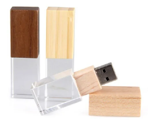 Оптовая продажа с фабрики, Кристальный деревянный l-Usb флэш-накопитель, Кристальный Usb флэш-накопитель со светодиодным логотипом, Usb 2,0 3,0, Кристальный флеш-накопитель