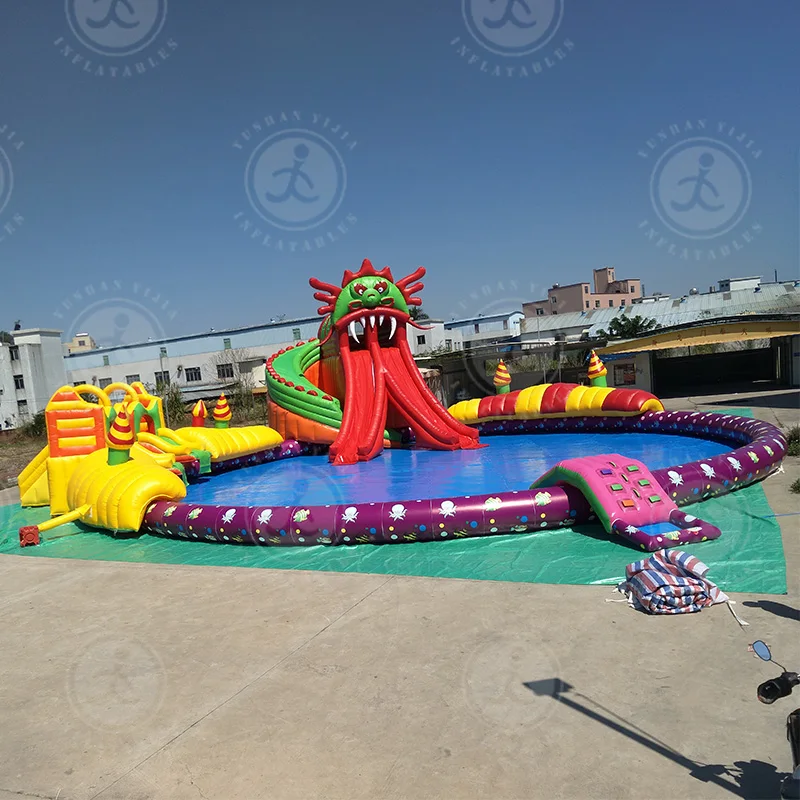 Polar Bear Theme Large Inflatable Water Park Summer Popular Slide Pool Trampoline Combination Bouncing for Kids and Adults