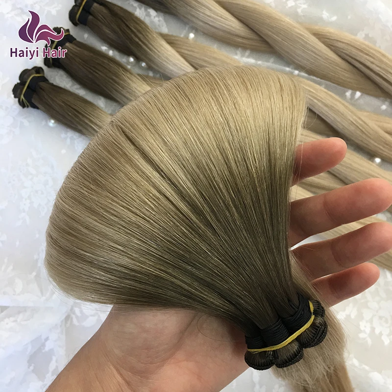 2022 New Product Luxury Genius Weft Cuticle Virgin Hair Russian Double Drawn Hand tied Hair Weft