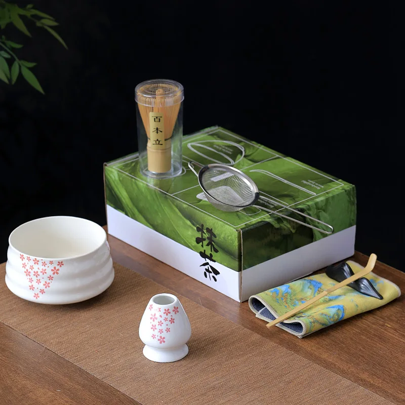 Wholesale Ceremonial Japanese Tea Tool Matcha Whisk Set Customized Matcha Set Gift Box With Metal Spoon,Bamboo Whisk