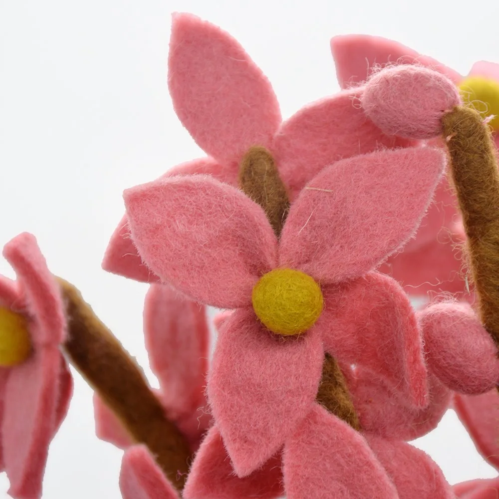 High-Quality Handcrafted Wool Felt Flowers and Leaves for DIY Crafts and Home Decoration from Nepal.