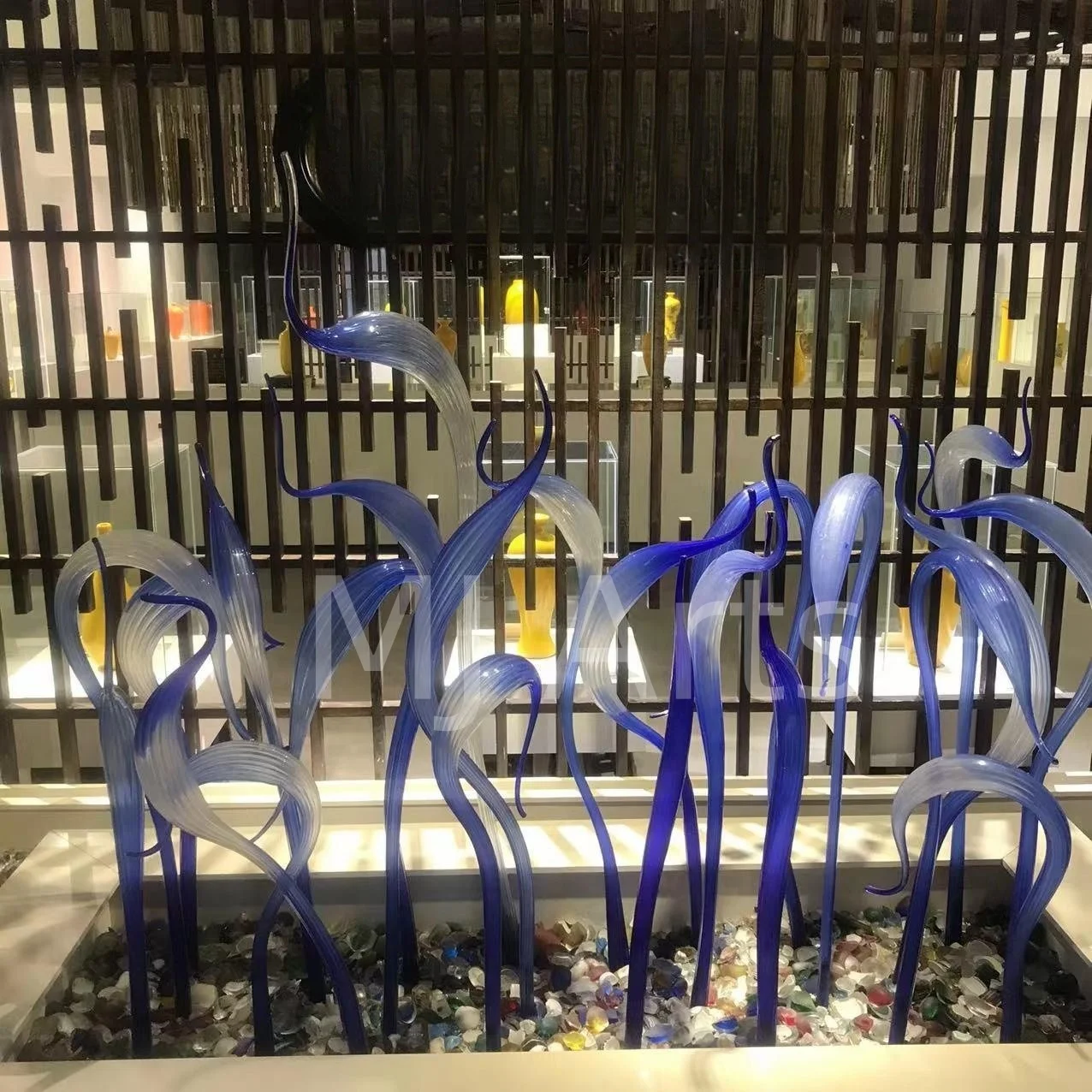 Modern Large Indoor Blue Swan Head Table Sculpture Design Glass Home Decoration Display Love Popular Europe Customized Art