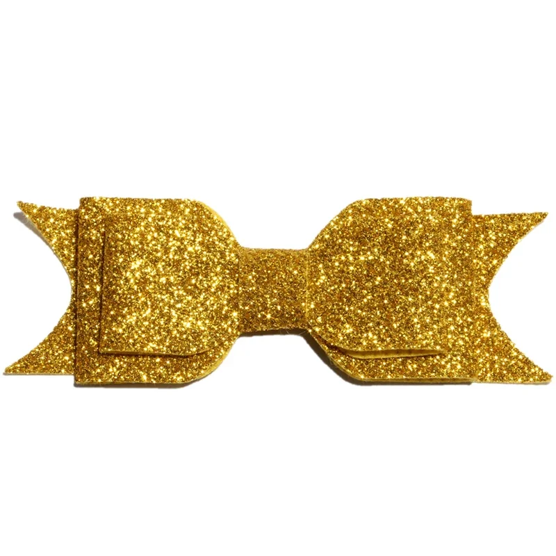 50PCS/Bag Newborn Three Layers Glitter Gold Powder Hair Bows for Hair Clips Handmade Shiny Hairbows for Girls Hair Accessories
