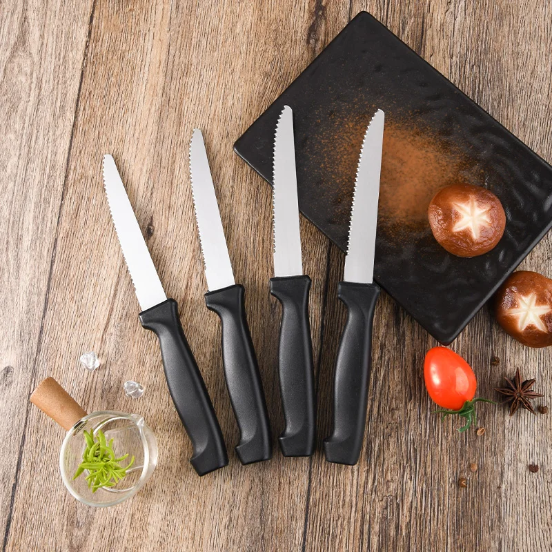 Factory Best Selling  4.5' Serrated Edge Blade Steak Table Knife Set for Cutting Beef Chicken Cutlet Vegetables