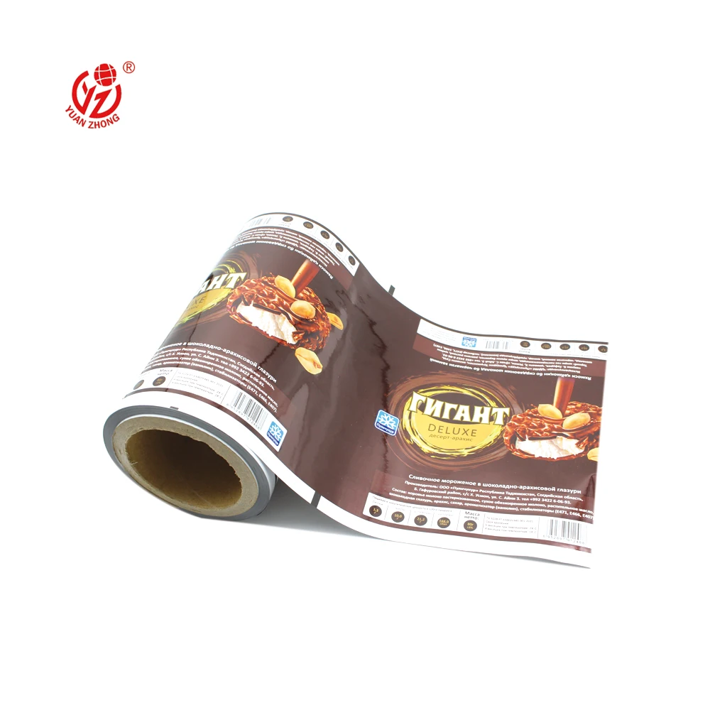 Hot Sale Pet/Al/Vmpet/Nl/Pe Back Sealing Film Food Grade Printed Plastic Ice Pop Bags Popsicle Ice Cream Packaging Film Roll