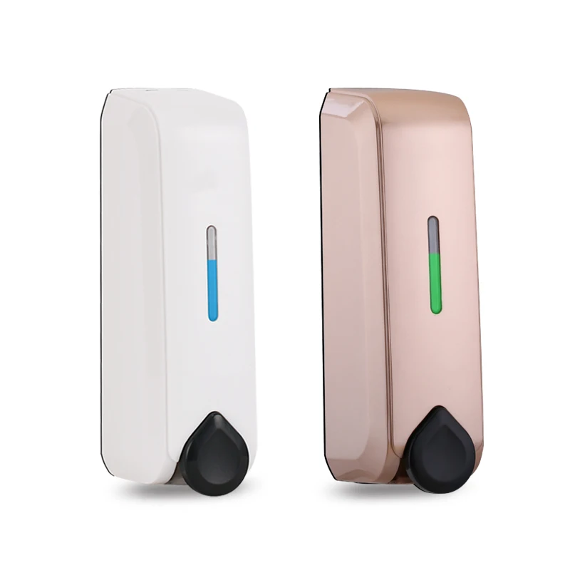 High Quality ABS Plastic Refillable Wall Mounted 350ML Bathroom Manual Hotel Liquid Soap Dispenser Shower Gel Shampoo Box