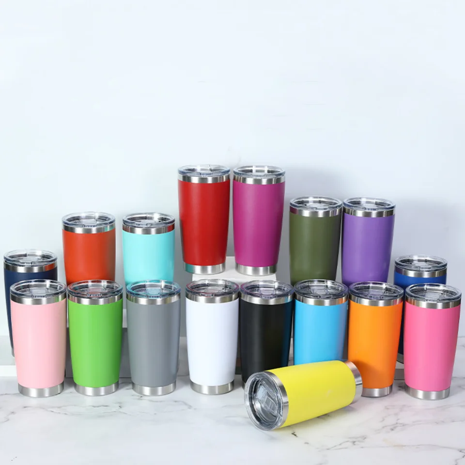 20oz Double Wall Vacuum Insulated Tumbler Cups Stainless Steel Coffee/tea/ Beer Tumbler Mug In Bulk With Lid And Straw
