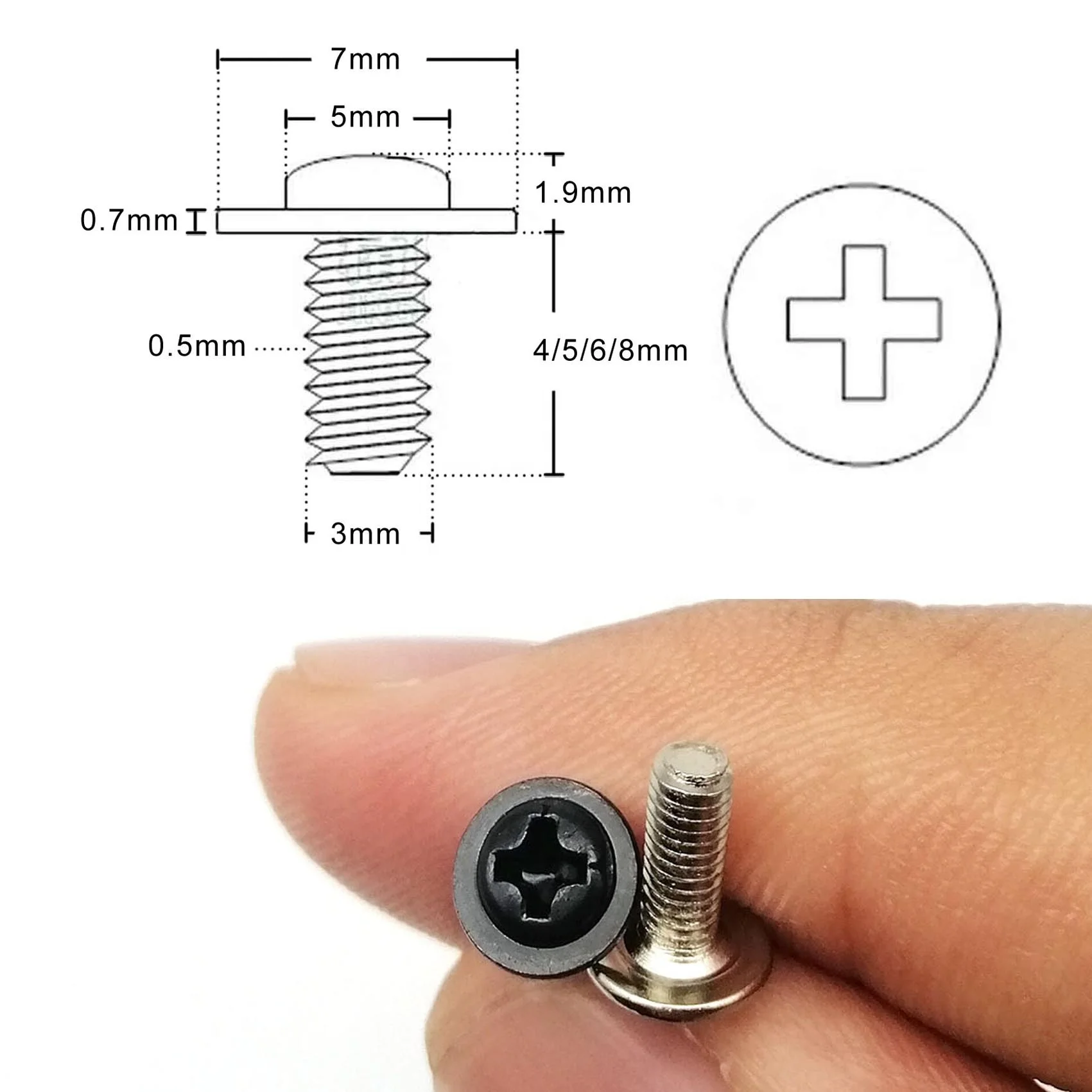 Silver Black M3*4/5/6/8mm  DIY Laptop Notebook Computer D PC Case Chassis Motherboard CD DVD Rom Mount Fix Repair Bolt Screw