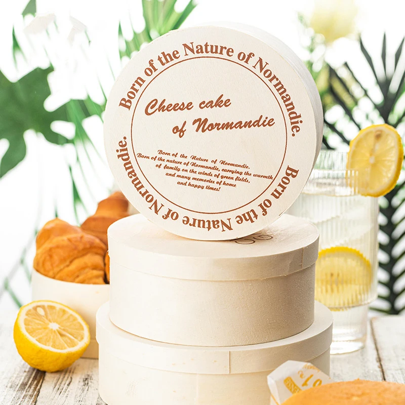 9cm Plywood Graze Box With Lid Veneer Round Wooden Chocolate Cheese Gift Box Packaging With Custom Logo