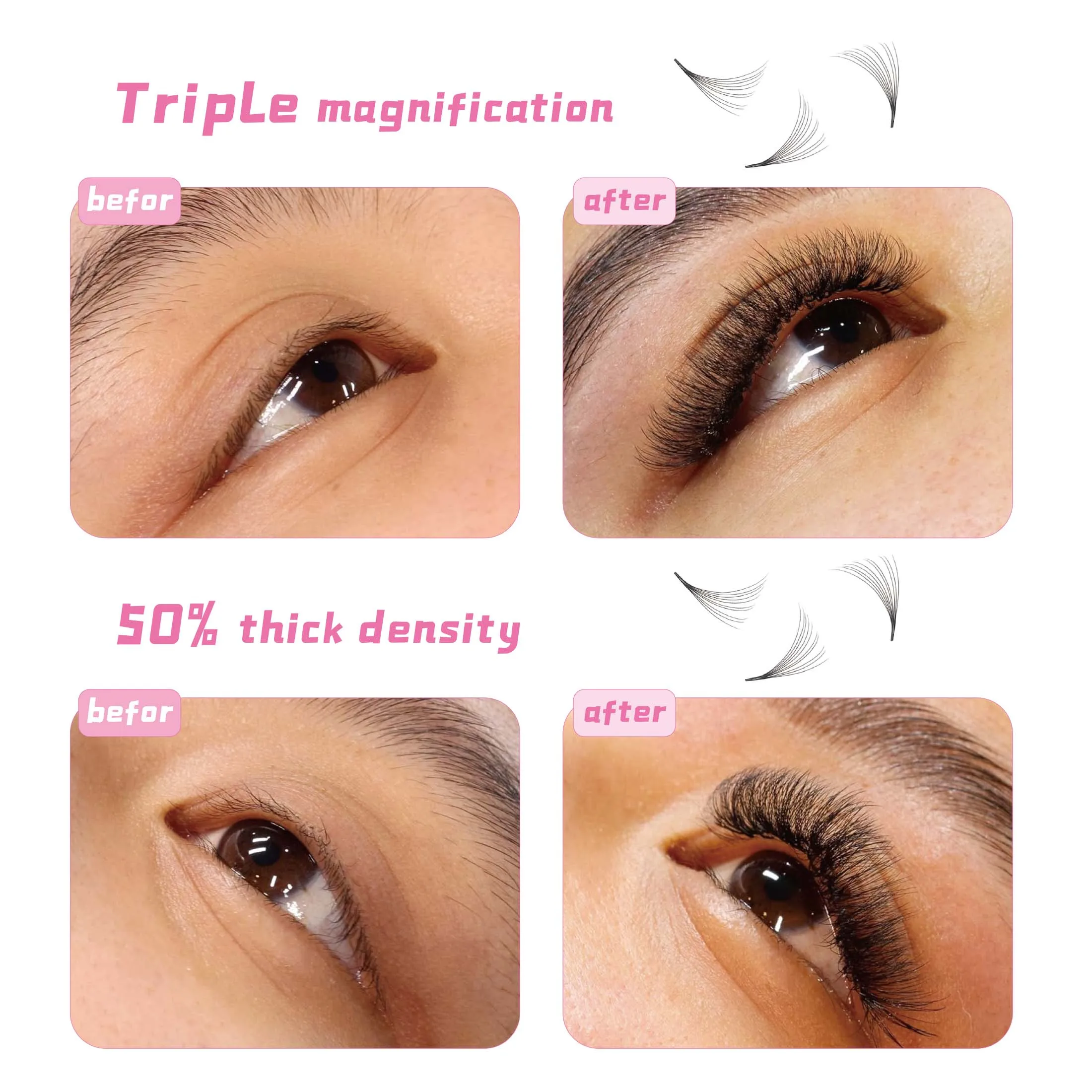 Short Stem Premade Volume Eyelash Extensions 0.07 0.10 Volume Lash Extensions C D Curl 15-20mm Length Pro Made Lash Fans
